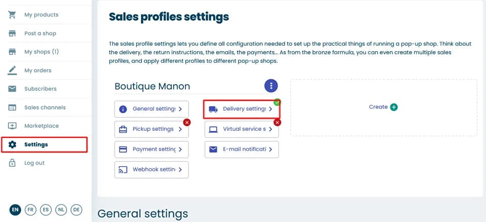 Pickup Settings in Sayl Retail