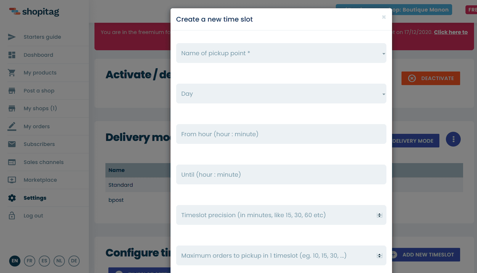 Configure Time Slots