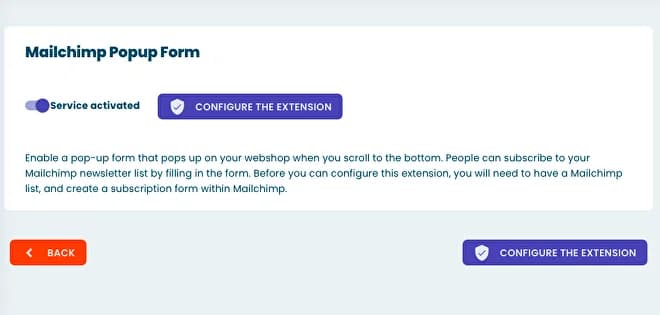 Mailchimp Popup Form in Marketplace