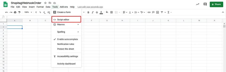 Google Sheets Script Editor