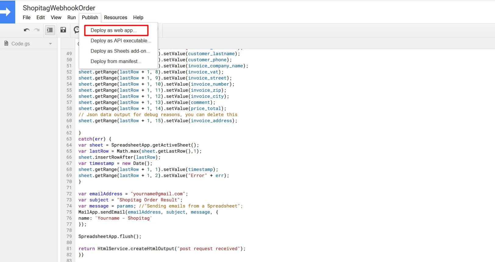 Deploy as web app
